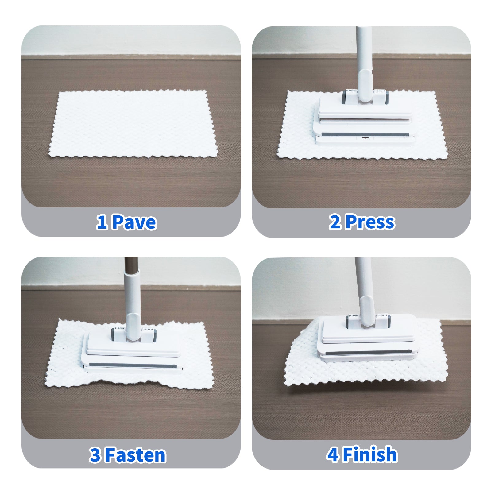 SOPAMI Retractable Disposable Flat Dust Mop with Clamp,Hands-Free & No Hand-Wash, Dry Wet Dual Use, One-ClickCloth Release, Ideal for Hardwood Floors, Tile Floors andBaseboards